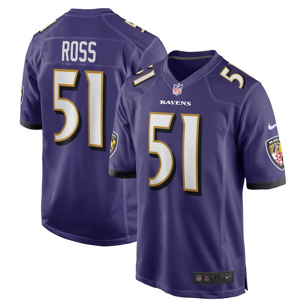 mens nike josh ross purple baltimore ravens game player jersey